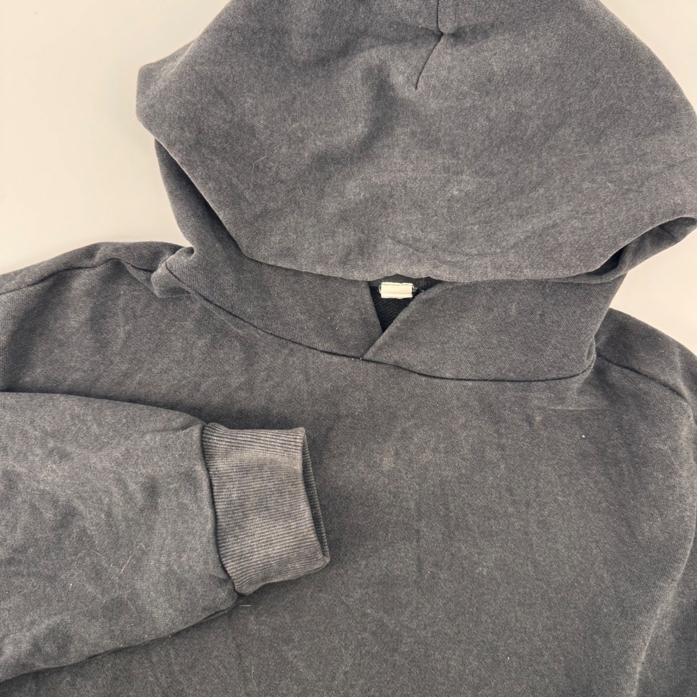 Alo Yoga Hoodie Mens Black Washed Pullover Kangaroo Pocket Logo Patch